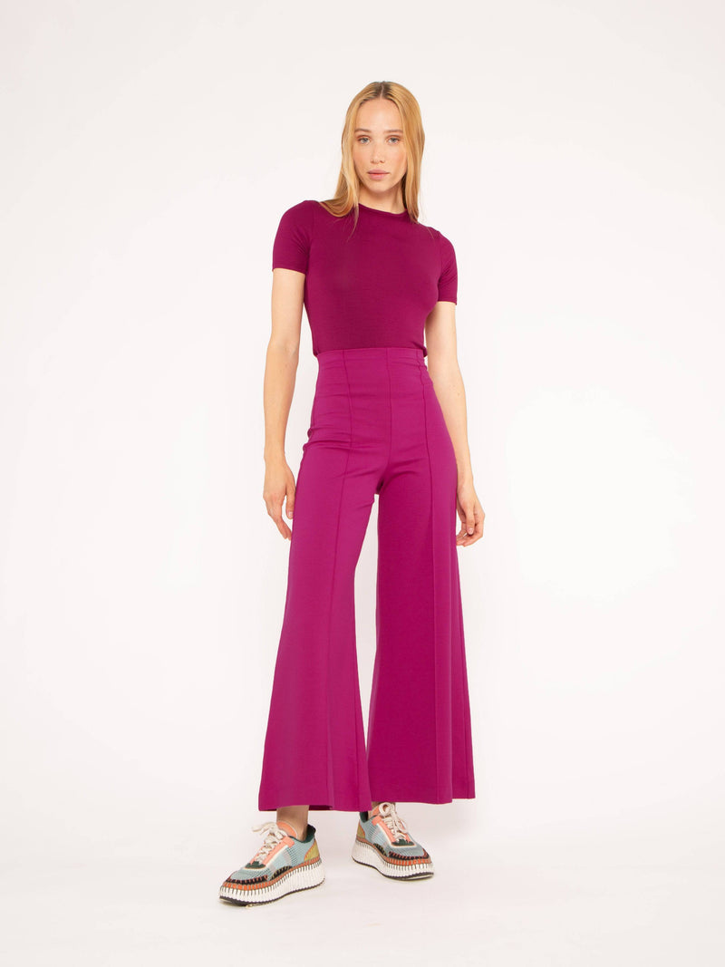 Fuchsia Ponte Knit Wide Leg Pant Cropped Ripley Rader 6956