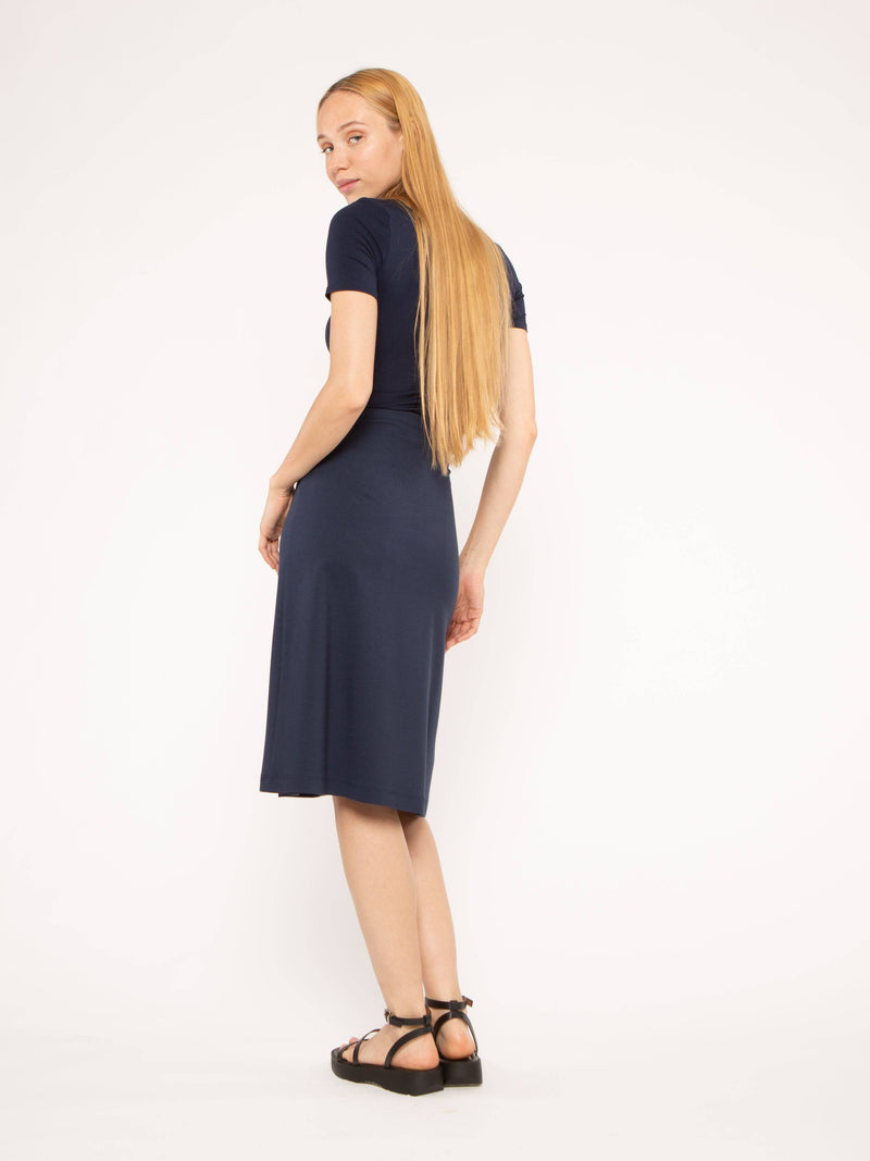 ToBeInStyle Women's Ponte Mini Skirt - Fitted Thigh-Length Skirt, Dark Navy, Medium