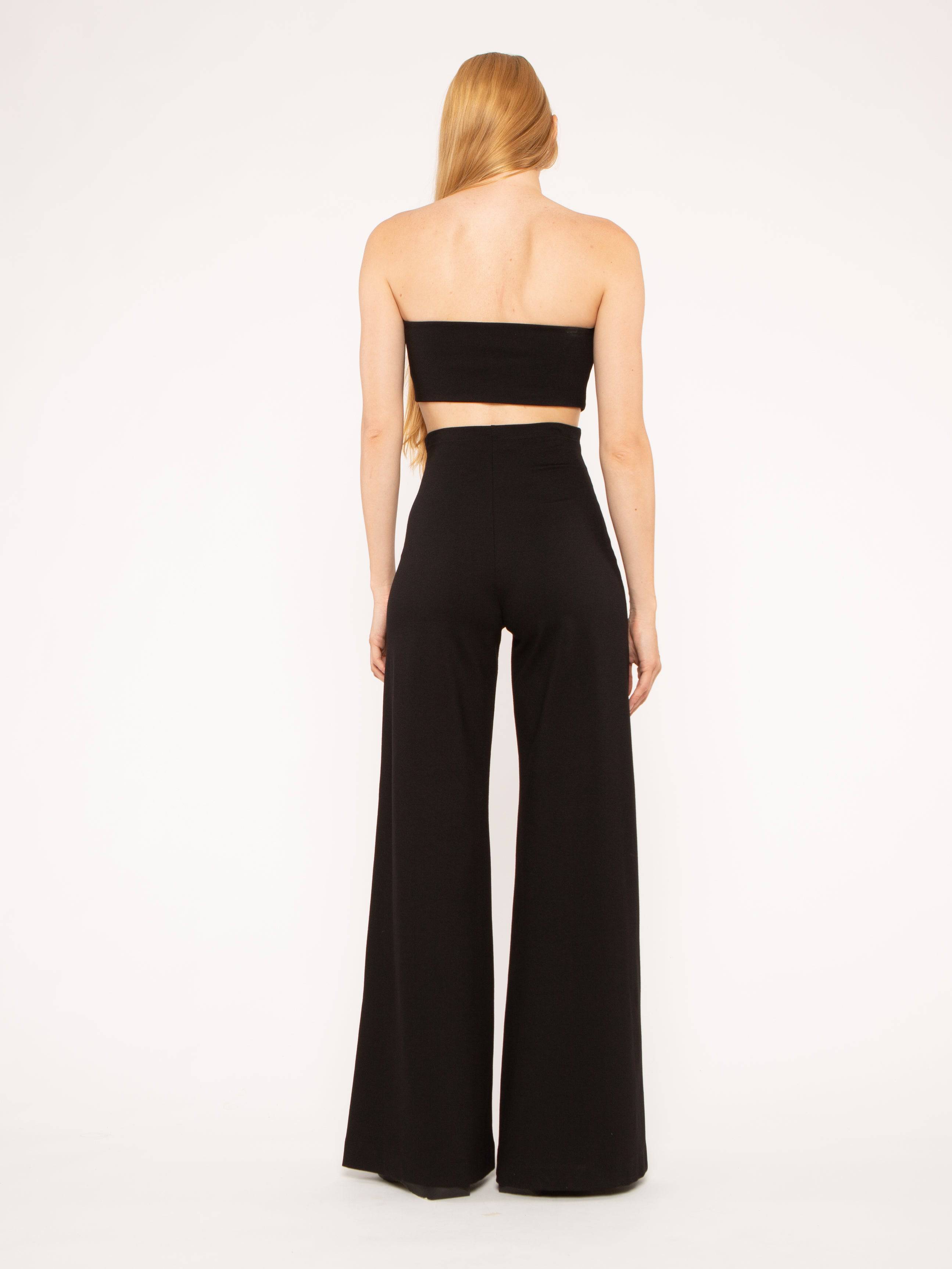 Black Ponte Knit Bandeau Top