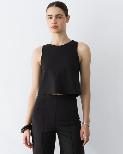 Black Ponte Knit Tank Top
