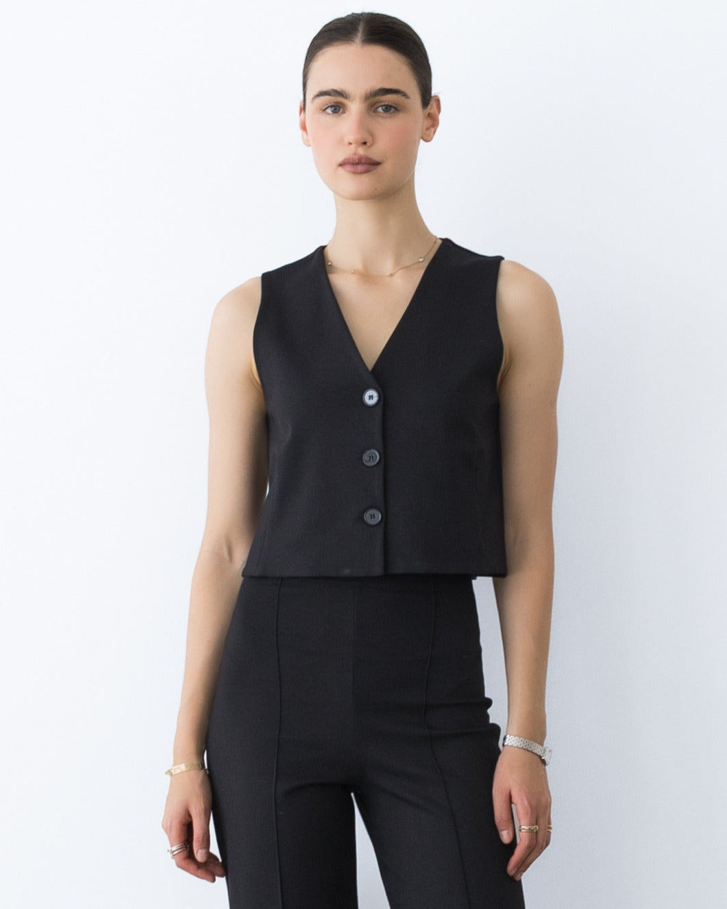 Black Ponte Knit Vest