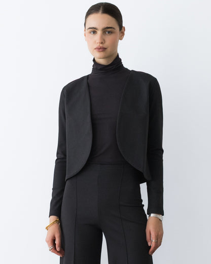 Black Ponte Knit Bolero