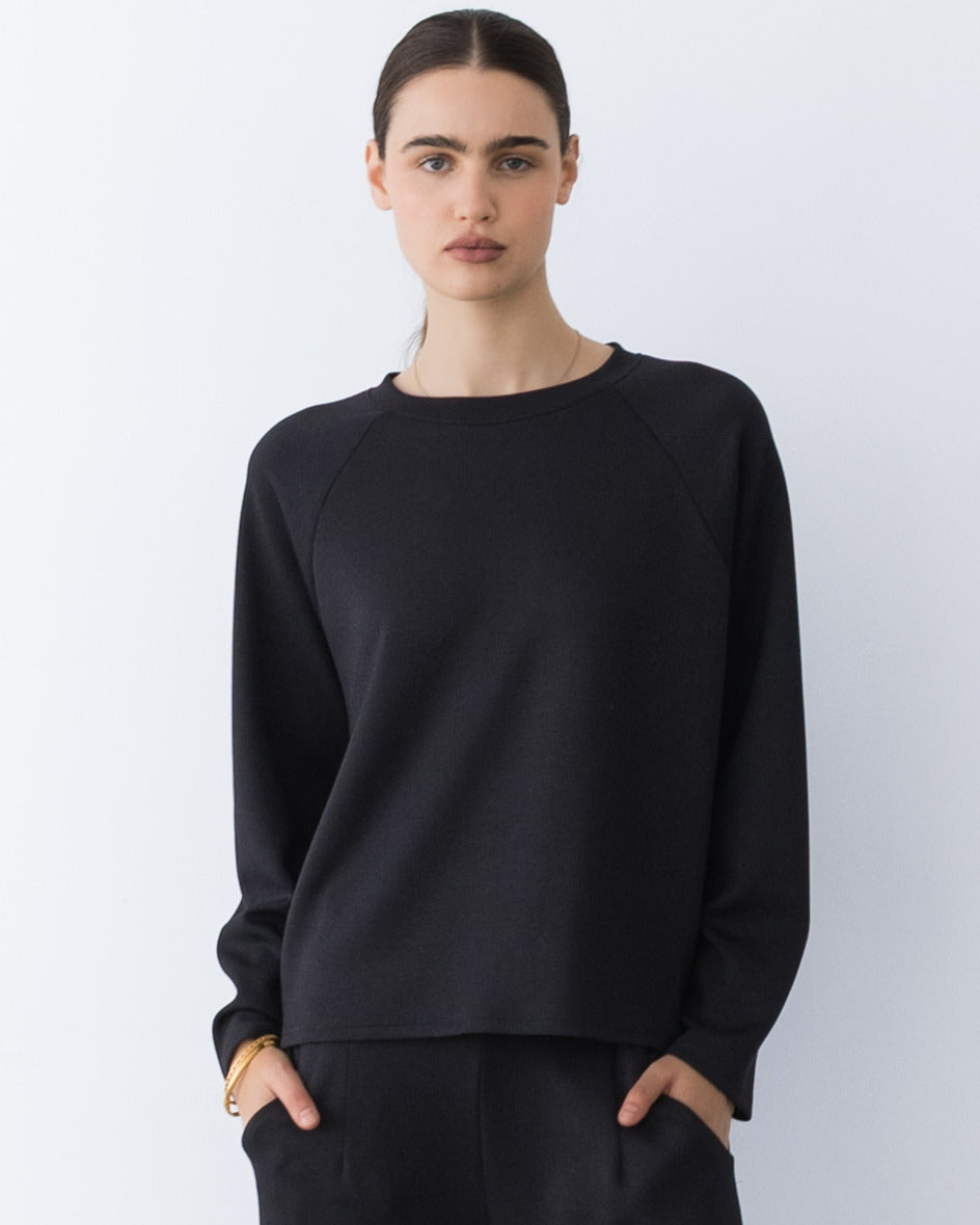 Black Scuba Raglan Top