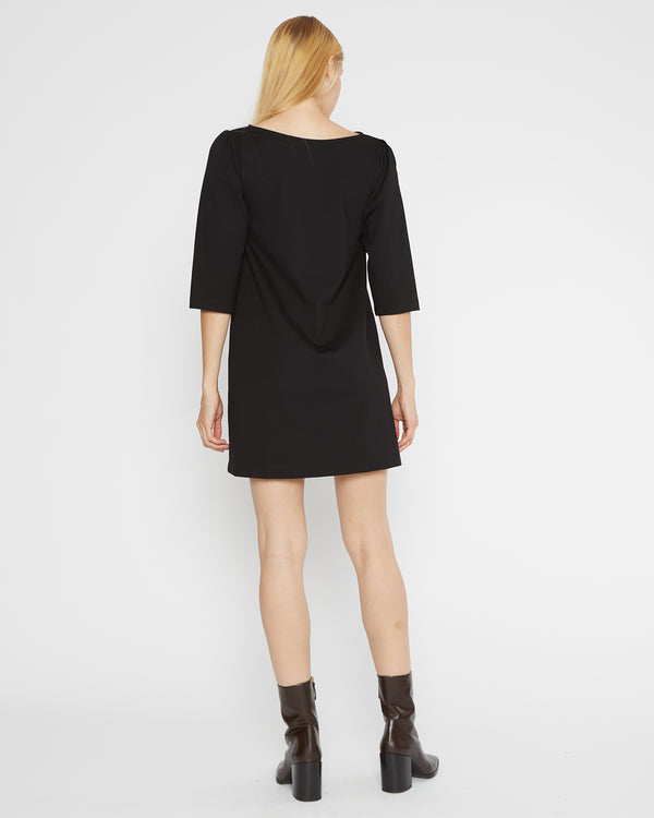 Black Ponte Knit A-Line Dress