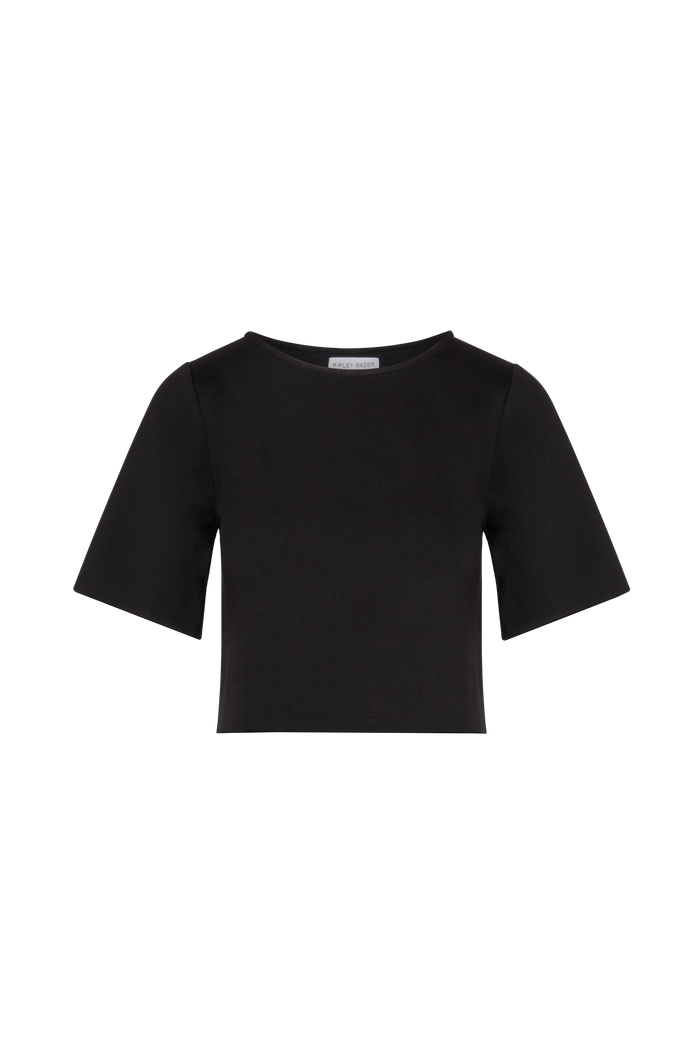Black Ponte Knit Short Sleeve Top | Ripley Rader