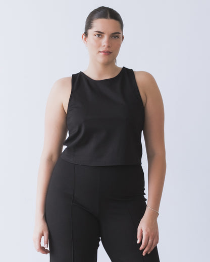 Black Ponte Knit Tank Top