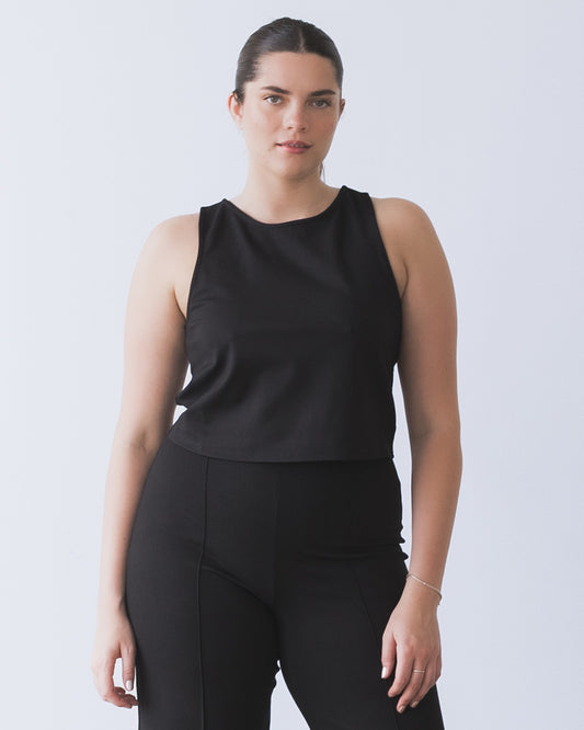 Black Ponte Knit Tank Top