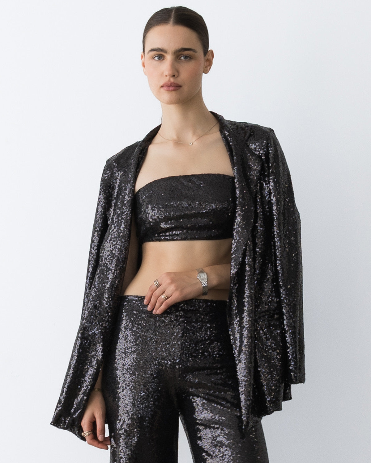 Black Sequin Oversized Blazer