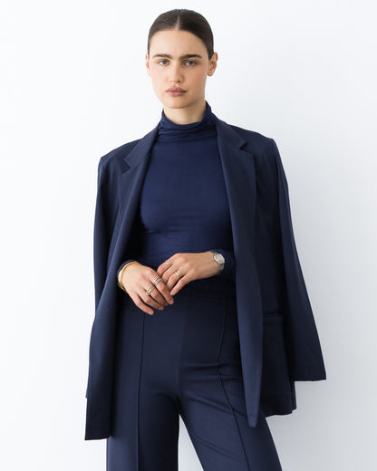 Navy Ponte Knit Oversized Blazer