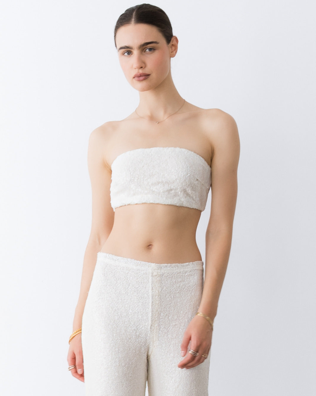 Ivory Sequin Bandeau Top