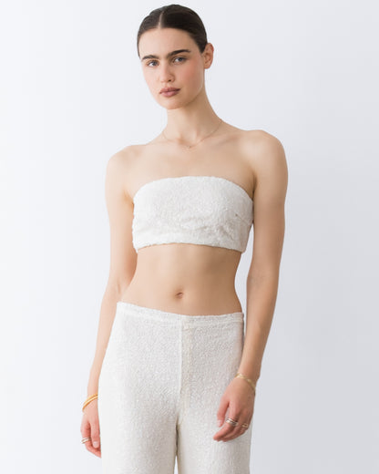 Ivory Sequin Bandeau Top