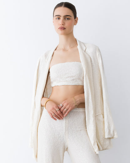 Ivory Sequin Oversized Blazer