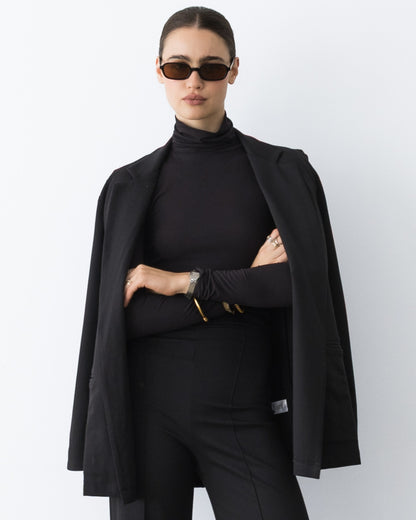 Black Ponte Knit Oversized Blazer
