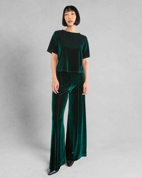 Emerald Velvet Short Sleeve Top Extended