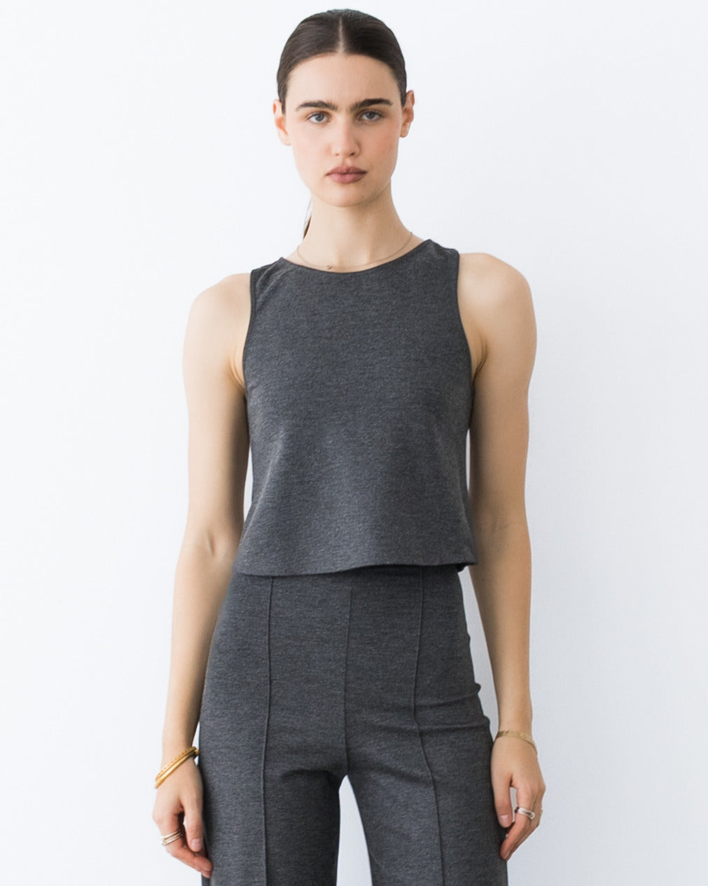 Charcoal Ponte Knit Tank Top