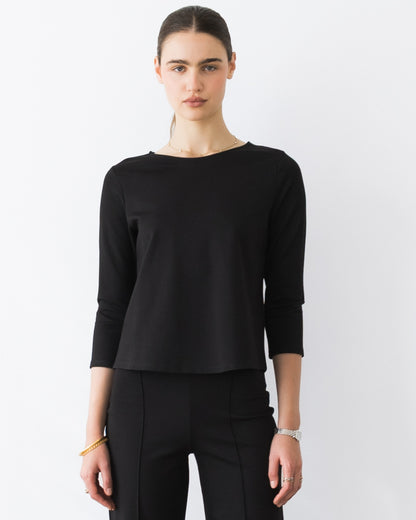 Black Scuba 3/4 Sleeve Top
