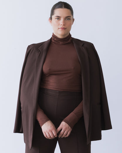 Chocolate Ponte Knit Oversized Blazer