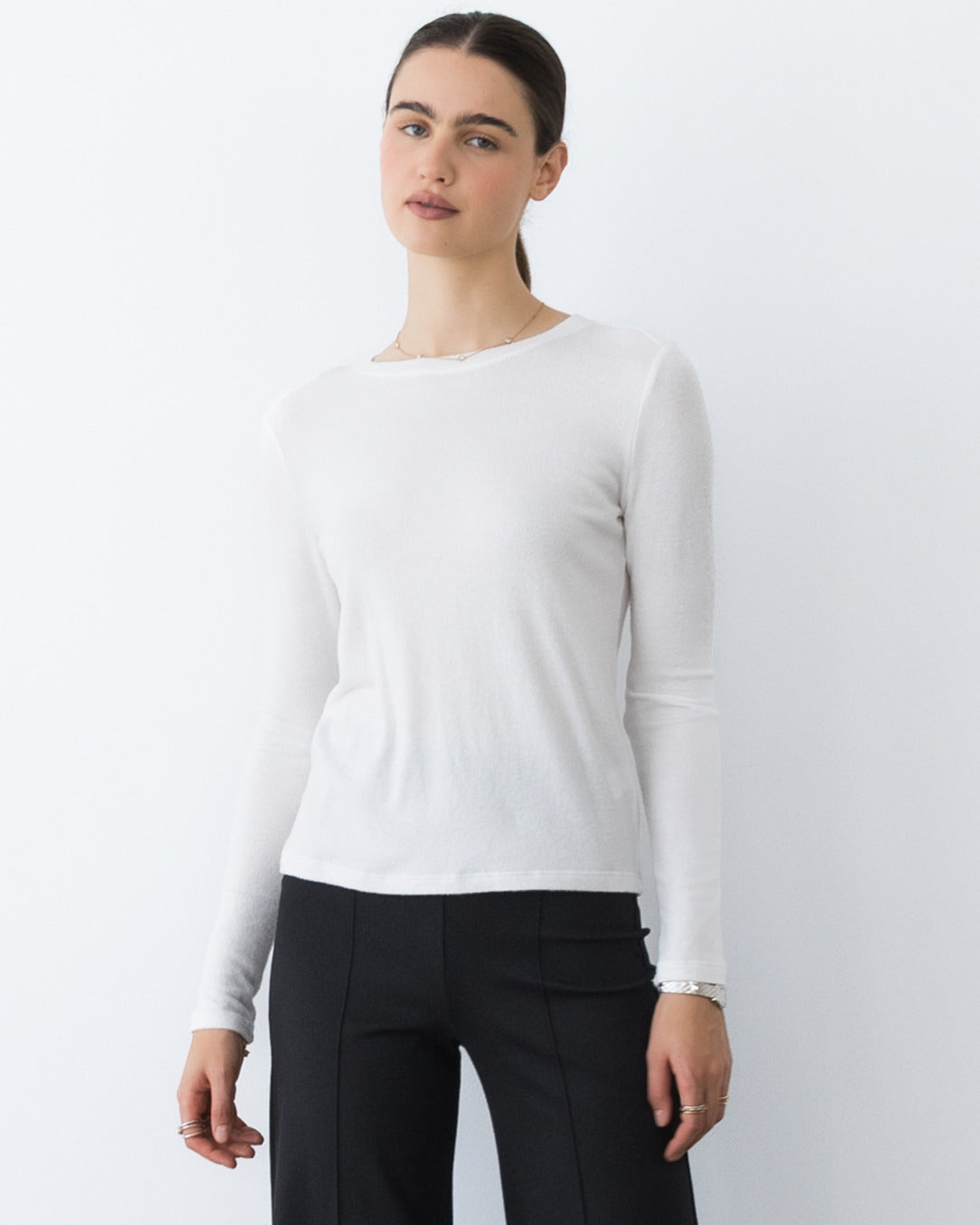 Ivory Sweater Knit Long Sleeve Top