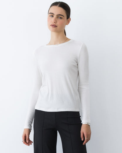 Ivory Sweater Knit Long Sleeve Top