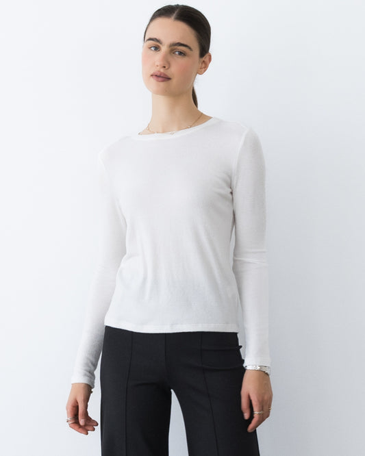 Ivory Sweater Knit Long Sleeve Top