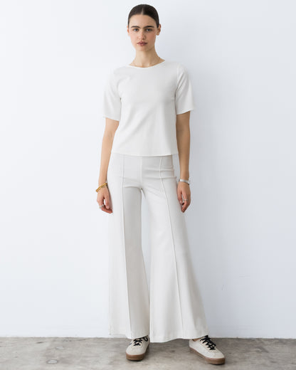 Off-White Ponte Knit Standard Wide Leg Pant