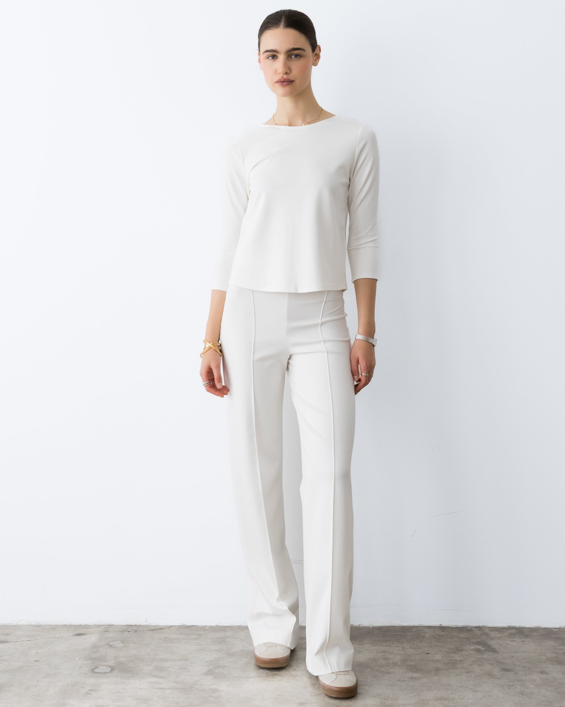 Off-White Ponte Knit Long Straight Leg Pant