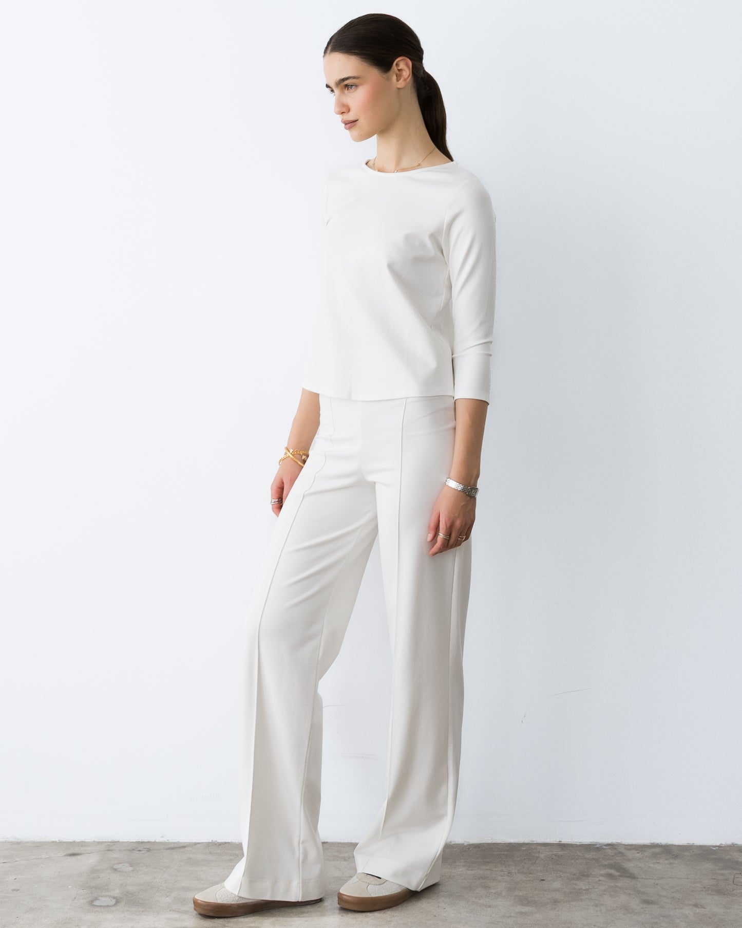 Off-White Ponte Knit Long Straight Leg Pant