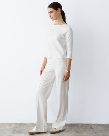 Off-White Ponte Knit Long Straight Leg Pant