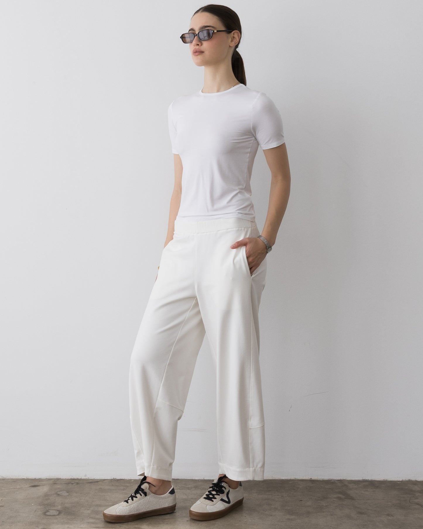 Off-White Ponte Knit Barrel Pant