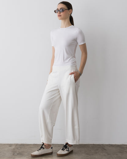 Off-White Ponte Knit Barrel Pant