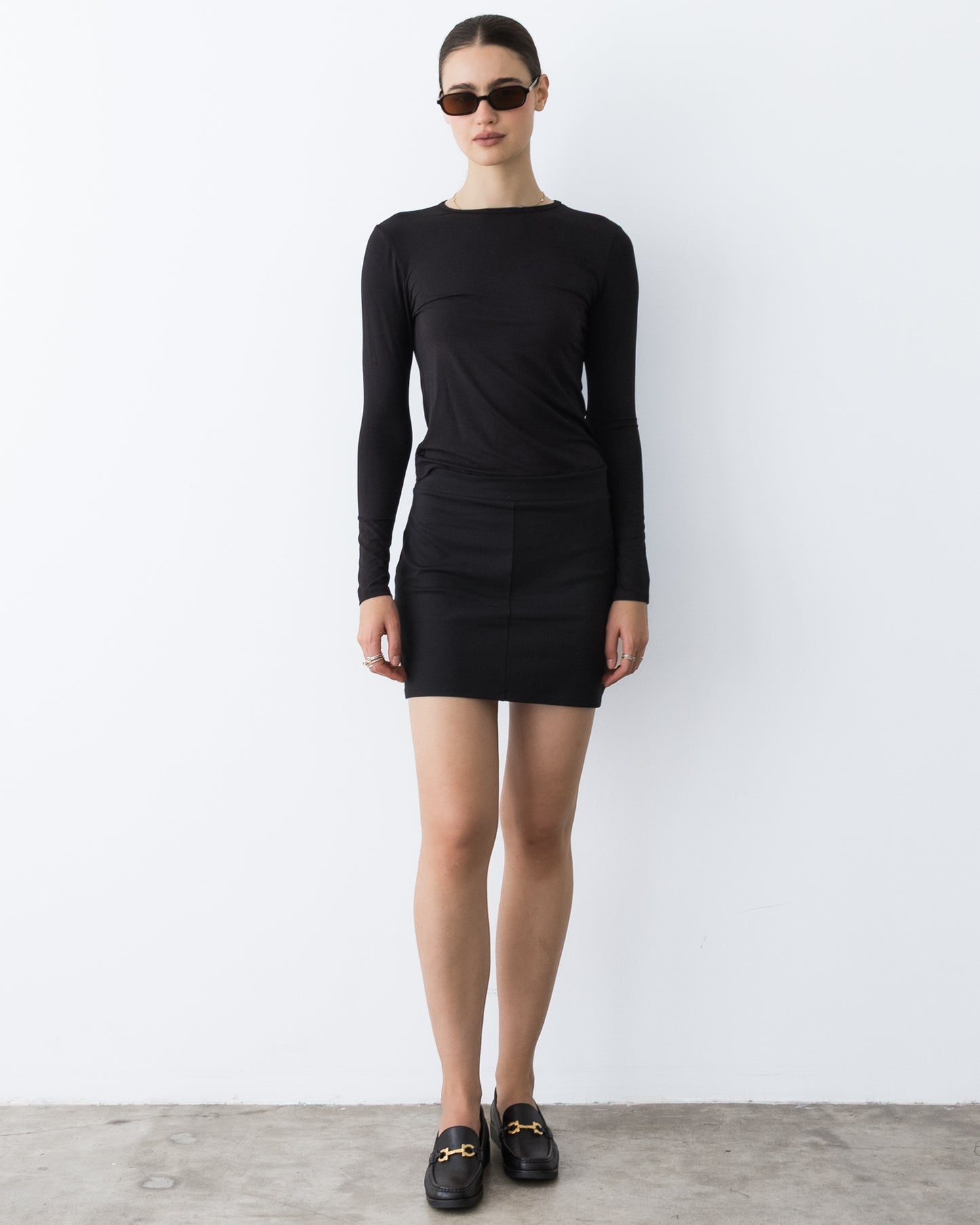 Black Ponte Mini Skirt