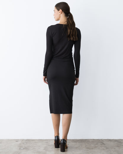 Black Ponte Knit Pencil Skirt