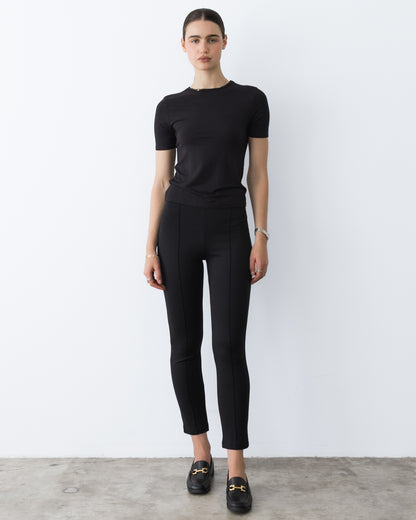 Black Ponte Knit Slim Leg Pant