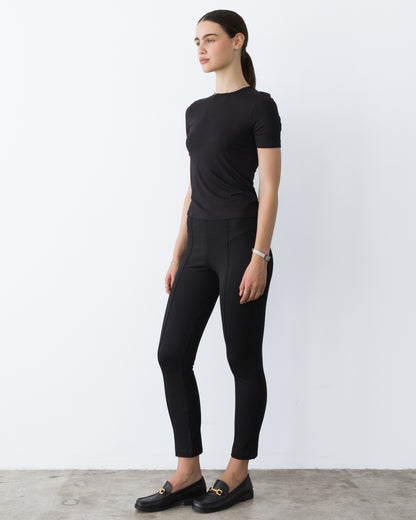Black Ponte Knit Slim Leg Pant
