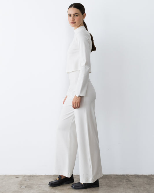 Off-White Ponte Knit Mock Turtleneck Top