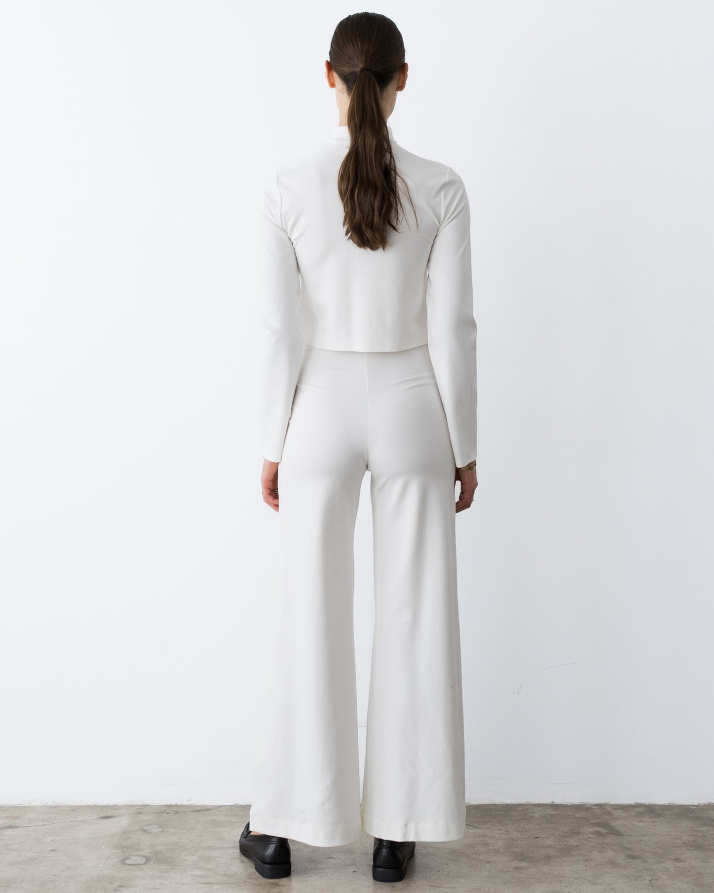 Off-White Ponte Knit Mock Turtleneck Top
