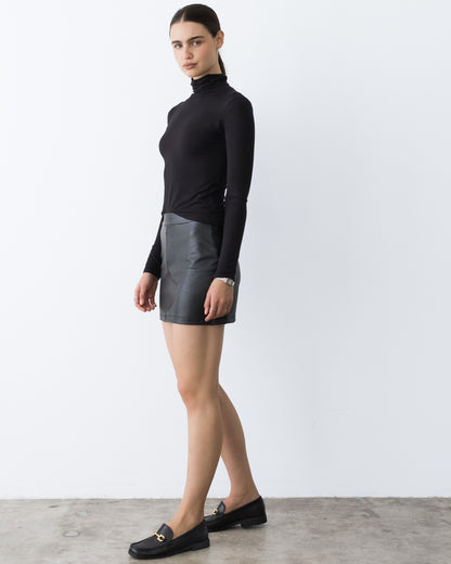 Black Vegan Leather Mini Skirt