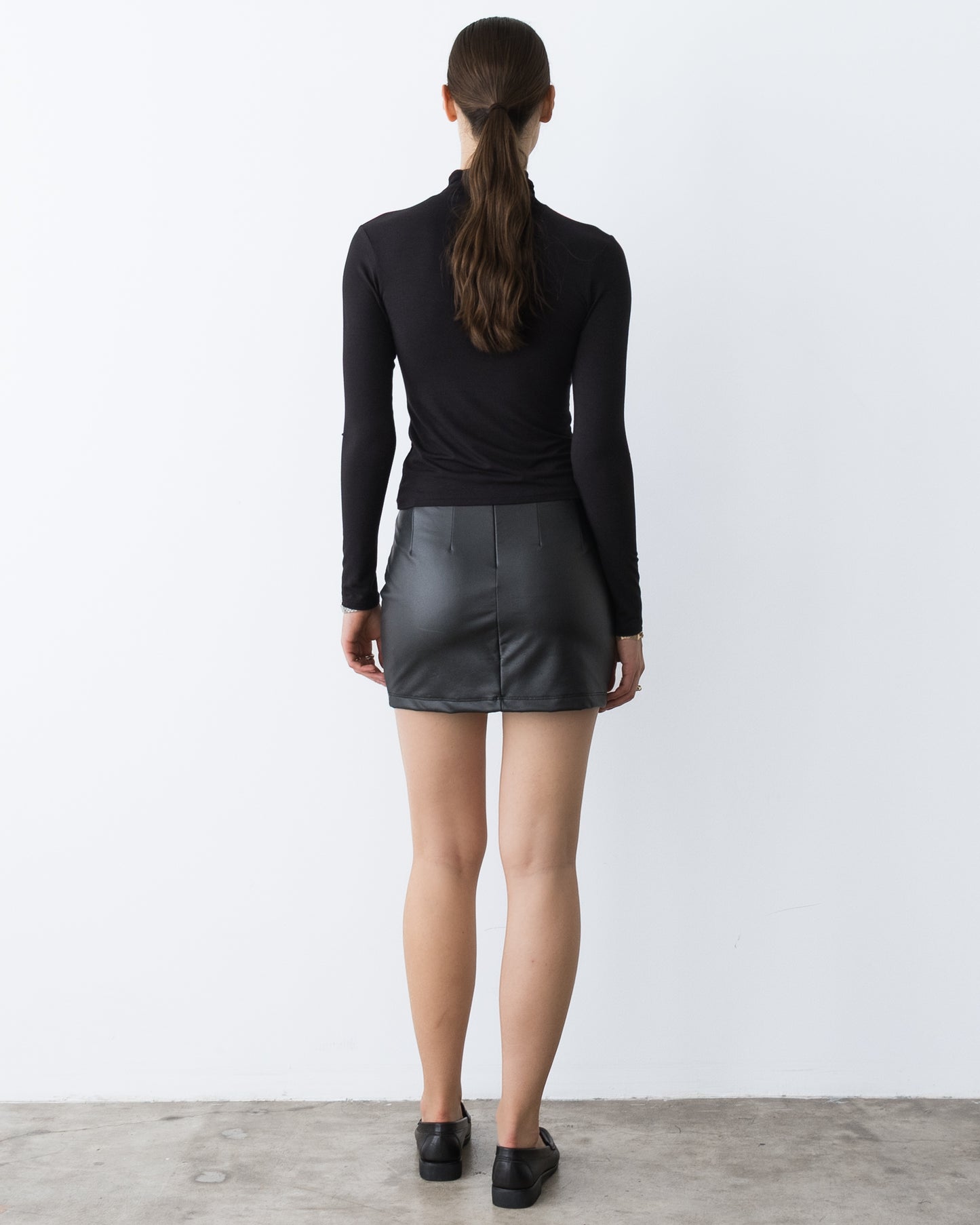 Black Vegan Leather Mini Skirt