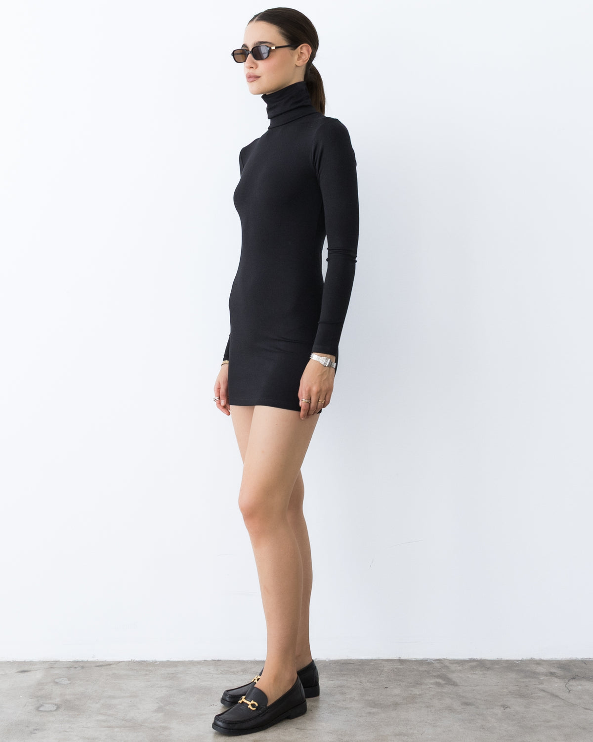 Black Mini Turtleneck Dress