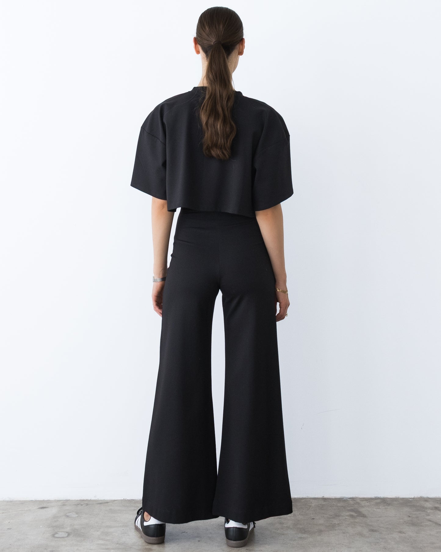 Black Ponte Knit Crop Top
