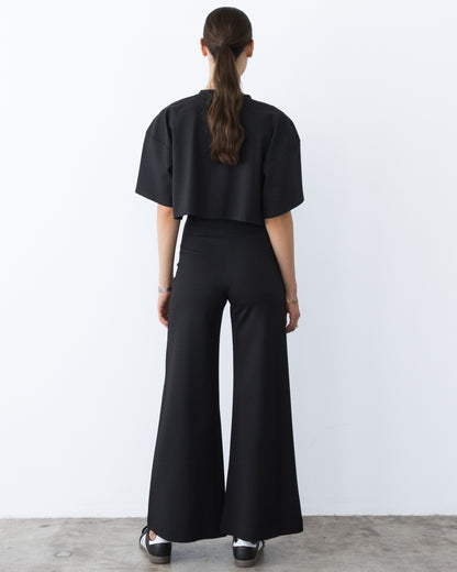 Black Ponte Knit Crop Top