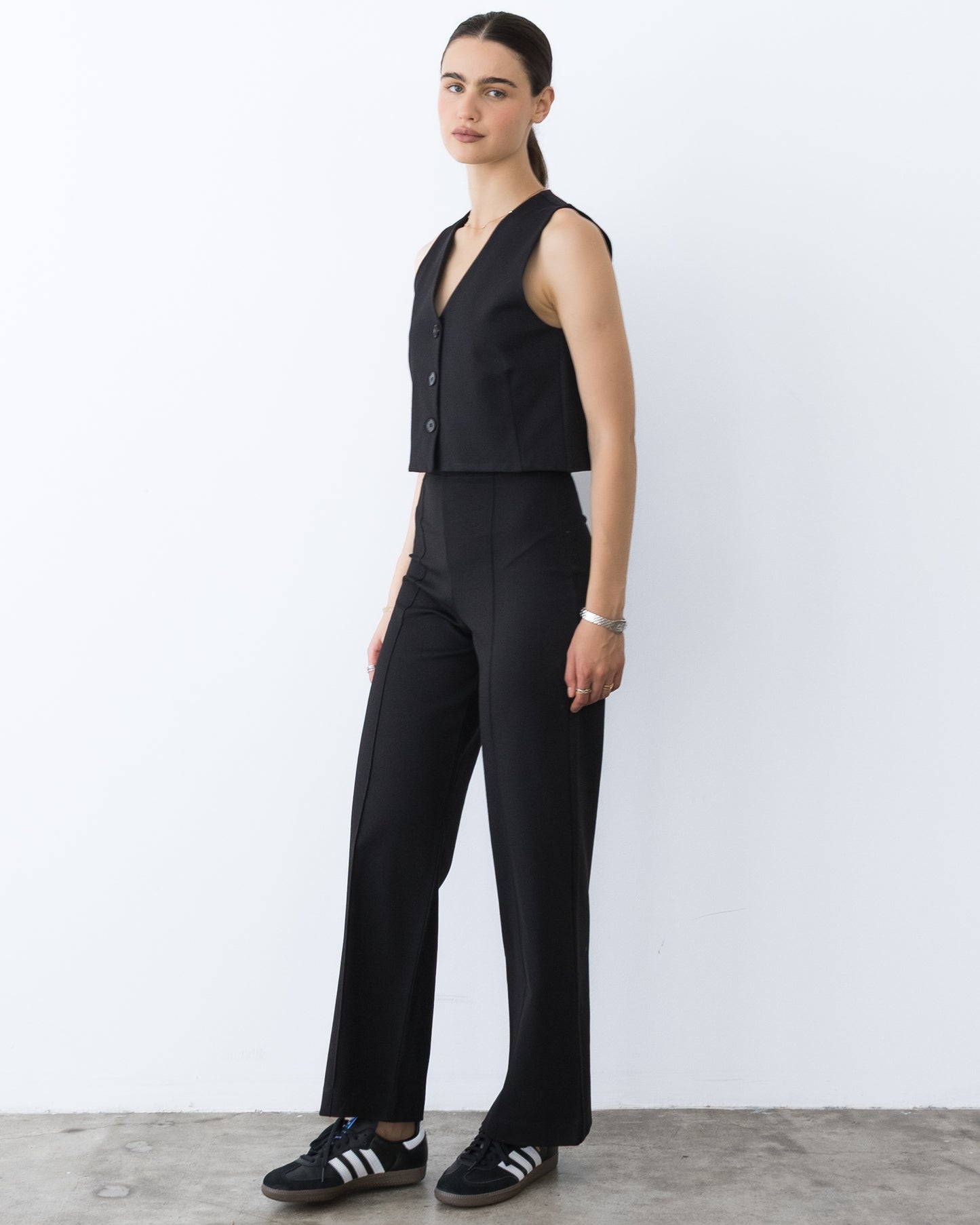 Black Ponte Knit Vest