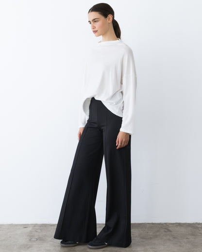 Ivory Sweater Knit Funnel Neck Top