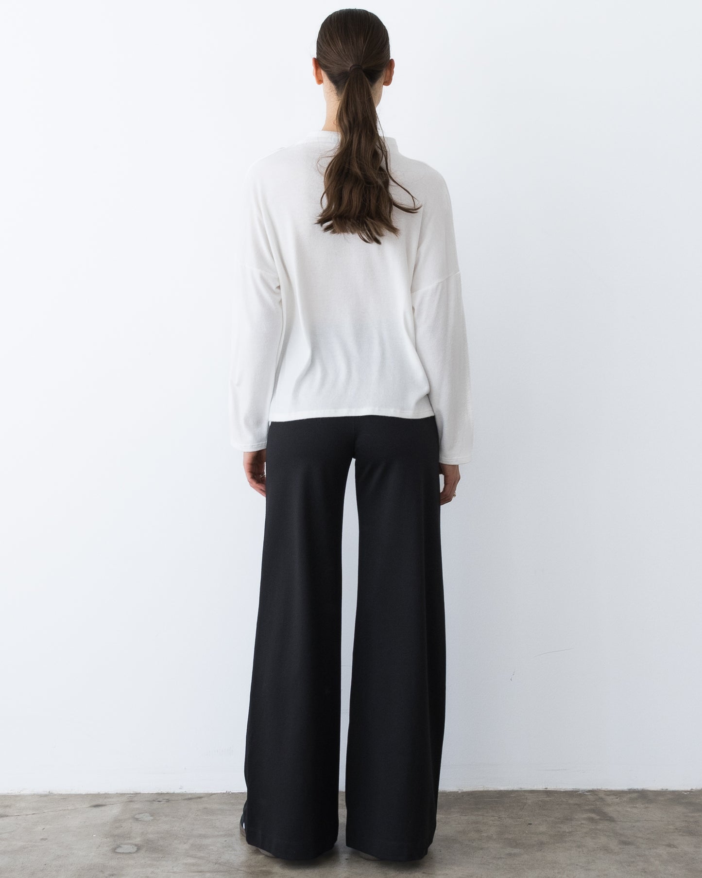 Ivory Sweater Knit Funnel Neck Top