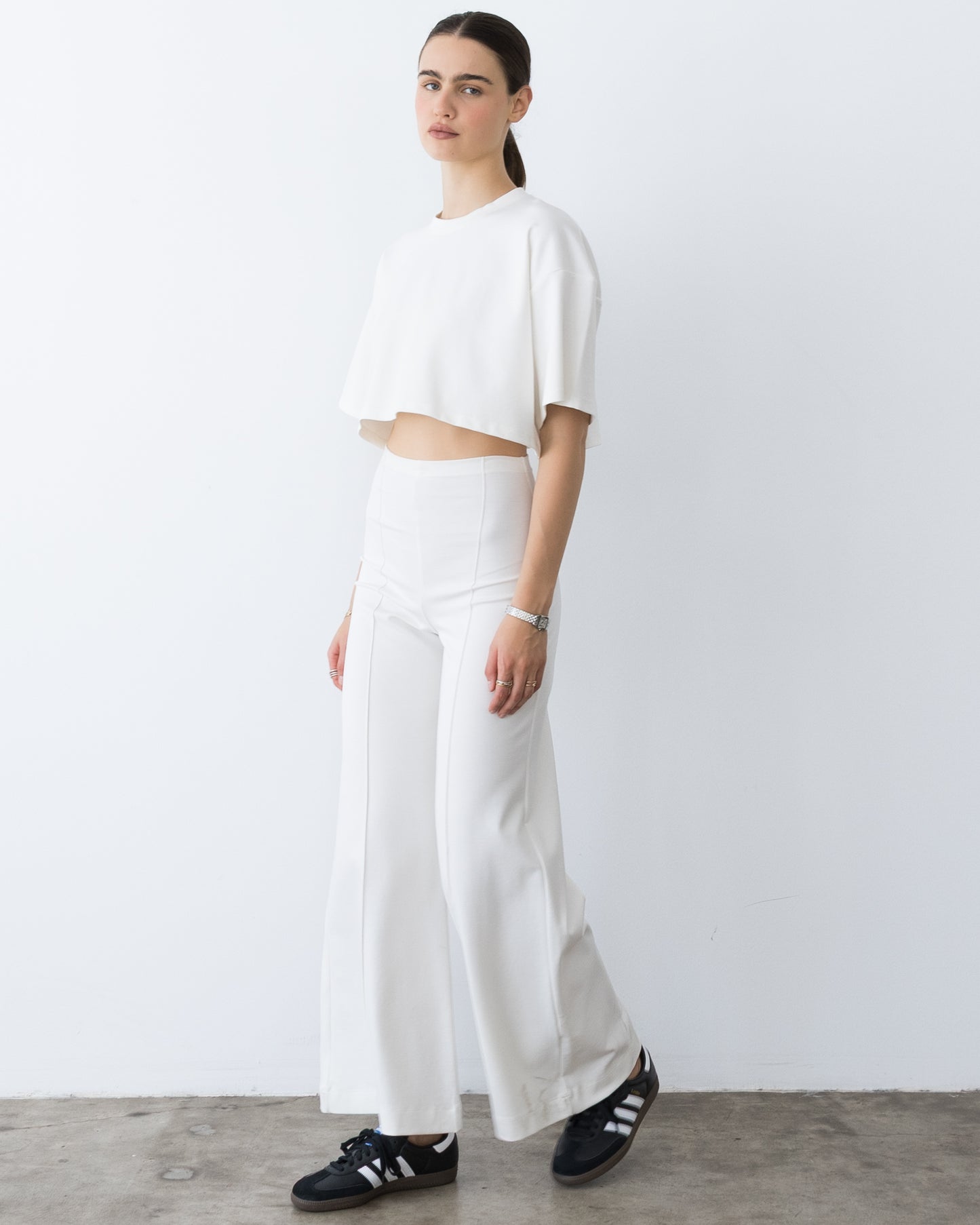 Off-White Ponte Knit Crop Top
