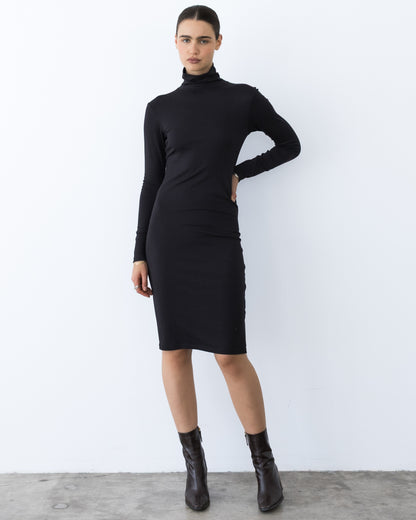 Black Midi Turtleneck Dress
