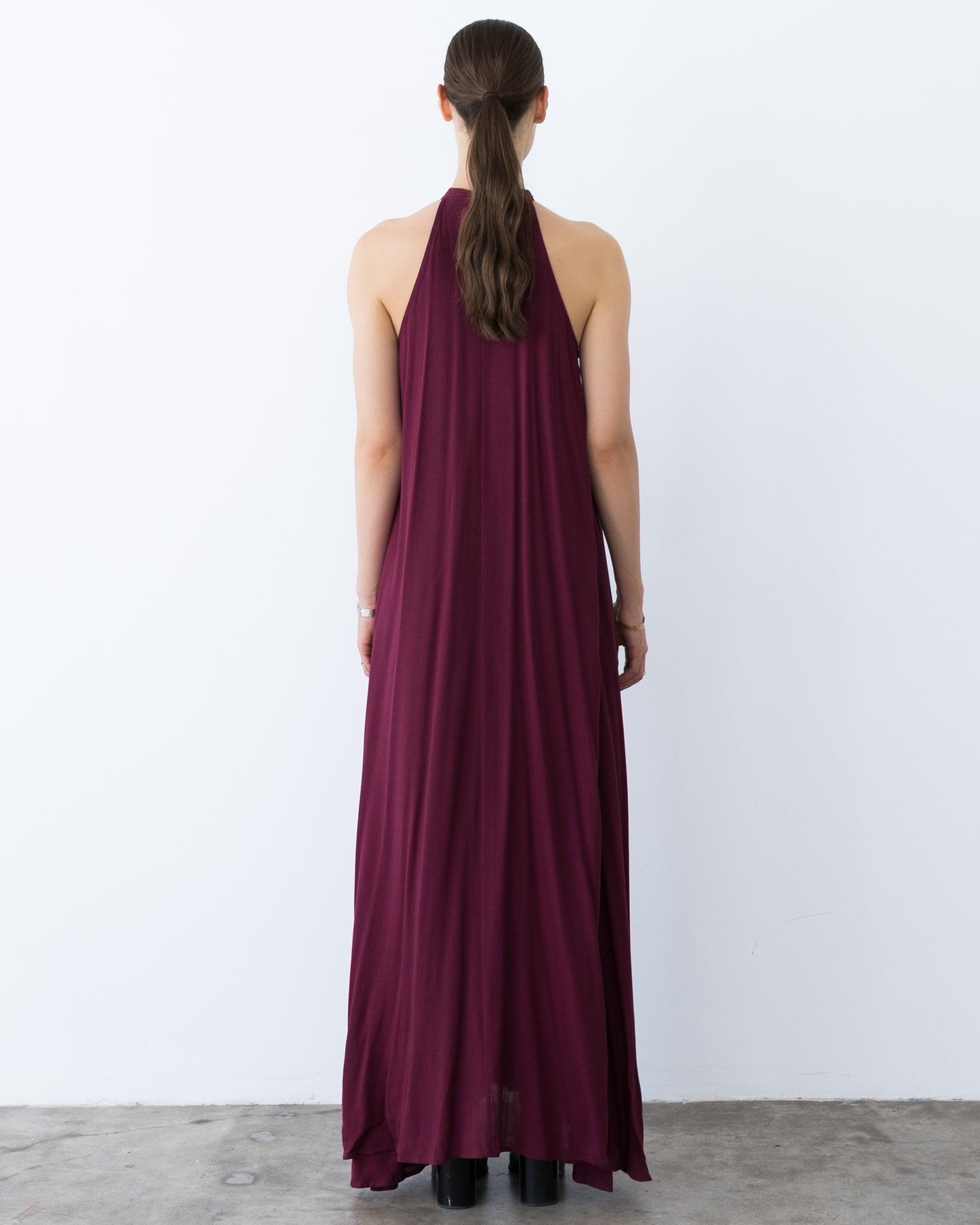 Wine Linen Blend Z Dress
