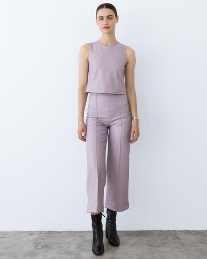 Lilac Vegan Leather Cropped Straight Leg Pant