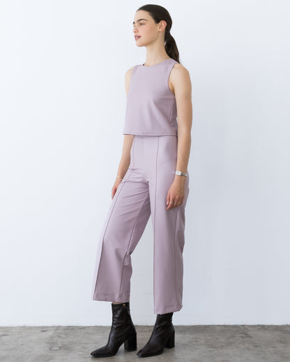 Lilac Vegan Leather Cropped Straight Leg Pant