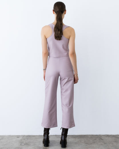 Lilac Vegan Leather Cropped Straight Leg Pant